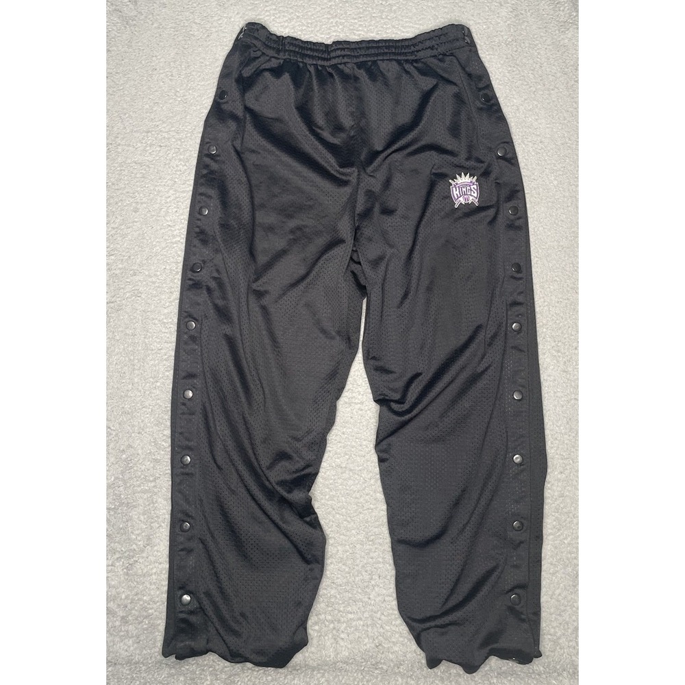 Rare VTG LOGO Athletic Sacramento Kings Tear Away Warm-Up Pants Black Mens Sz XL